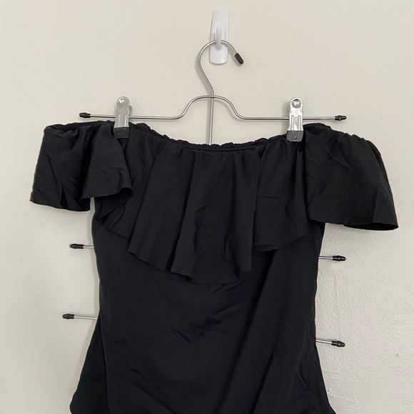 SOLD Trina Turk Black Monaco Bandeau Off Shoulder One Piece Swimsuit M Size 6 - Picture 5 of 8